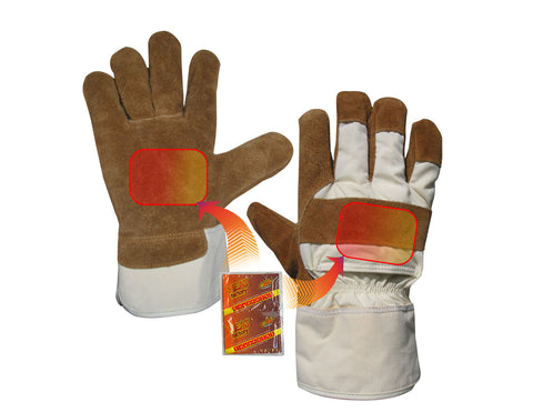 Brown/Tan Heated Utility Gloves- 2 pockets for Heat Factory warmers