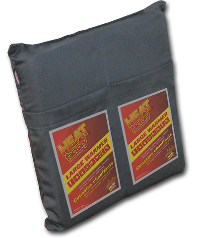 Heated Heat Factory cushion is great for sitting in Tree stands or use on Stadium Seats. The cushion has a water resistant bottom and a durable top with two pockets for large Heat Factory warmers. Includes 2 Heat Factory Large Warmers. Made in USA